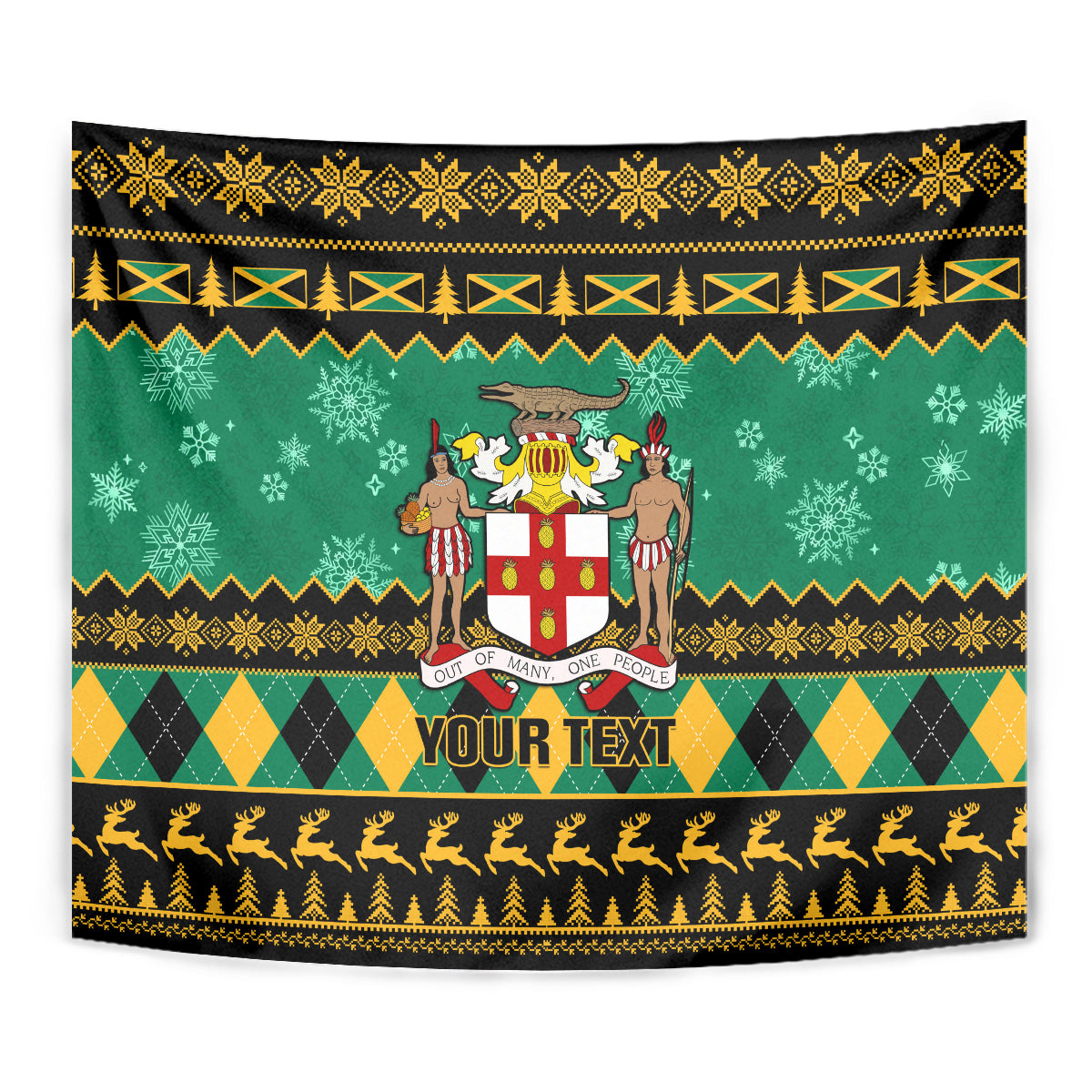 Personalised Jamaica Christmas Tapestry Jamaican Coat Of Arms Xmas Vibes - Wonder Print Shop