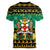 Personalised Jamaica Christmas Women V Neck T Shirt Jamaican Coat Of Arms Xmas Vibes - Wonder Print Shop