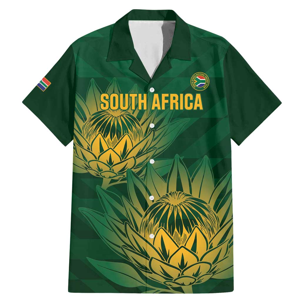 Custom South Africa Cricket Family Matching Mermaid Dress and Hawaiian Shirt Go Champions Proteas - Wonder Print Shop