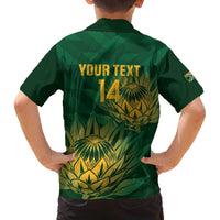 Custom South Africa Cricket Family Matching Off The Shoulder Long Sleeve Dress and Hawaiian Shirt Go Champions Proteas - Wonder Print Shop