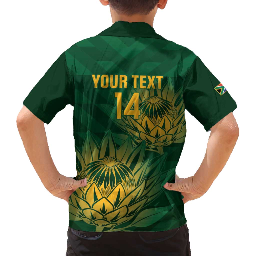 Custom South Africa Cricket Family Matching Puletasi and Hawaiian Shirt Go Champions Proteas - Wonder Print Shop
