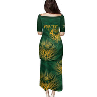 Custom South Africa Cricket Family Matching Puletasi and Hawaiian Shirt Go Champions Proteas - Wonder Print Shop