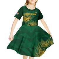 Custom South Africa Cricket Kid Short Sleeve Dress Go Champions Proteas - Wonder Print Shop