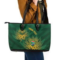 Custom South Africa Cricket Leather Tote Bag Go Champions Proteas - Wonder Print Shop