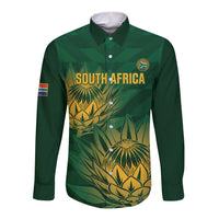 Custom South Africa Cricket Long Sleeve Button Shirt Go Champions Proteas - Wonder Print Shop