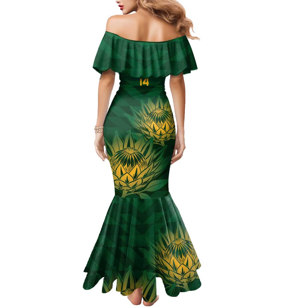 Custom South Africa Cricket Mermaid Dress Go Champions Proteas - Wonder Print Shop