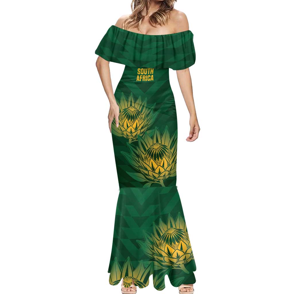 Custom South Africa Cricket Mermaid Dress Go Champions Proteas - Wonder Print Shop