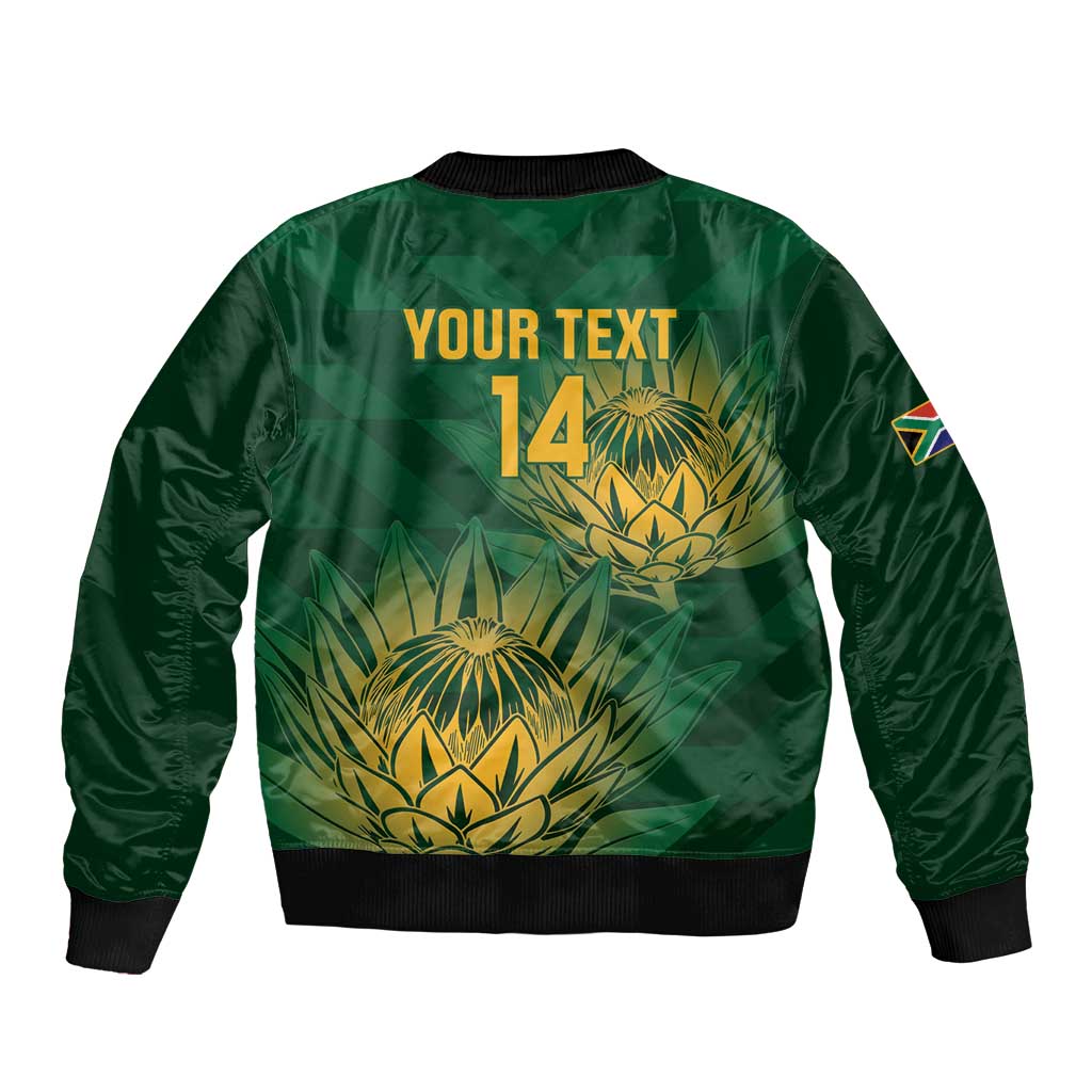 Custom South Africa Cricket Sleeve Zip Bomber Jacket Go Champions Proteas - Wonder Print Shop