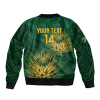 Custom South Africa Cricket Sleeve Zip Bomber Jacket Go Champions Proteas - Wonder Print Shop
