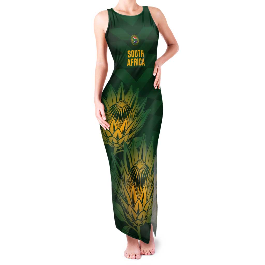 Custom South Africa Cricket Tank Maxi Dress Go Champions Proteas - Wonder Print Shop