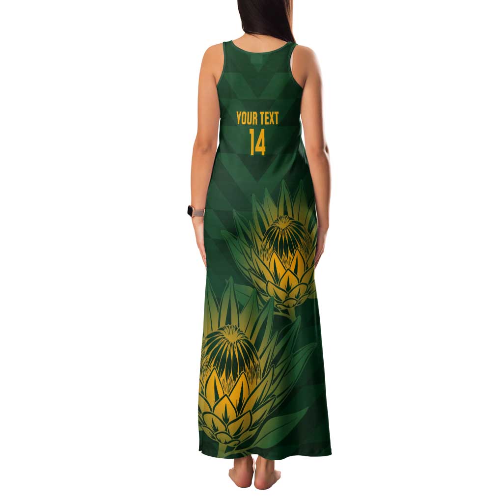 Custom South Africa Cricket Tank Maxi Dress Go Champions Proteas - Wonder Print Shop