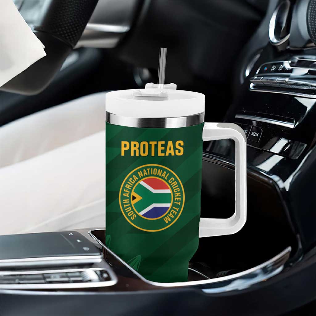 Custom South Africa Cricket Tumbler With Handle Go Champions Proteas - Wonder Print Shop
