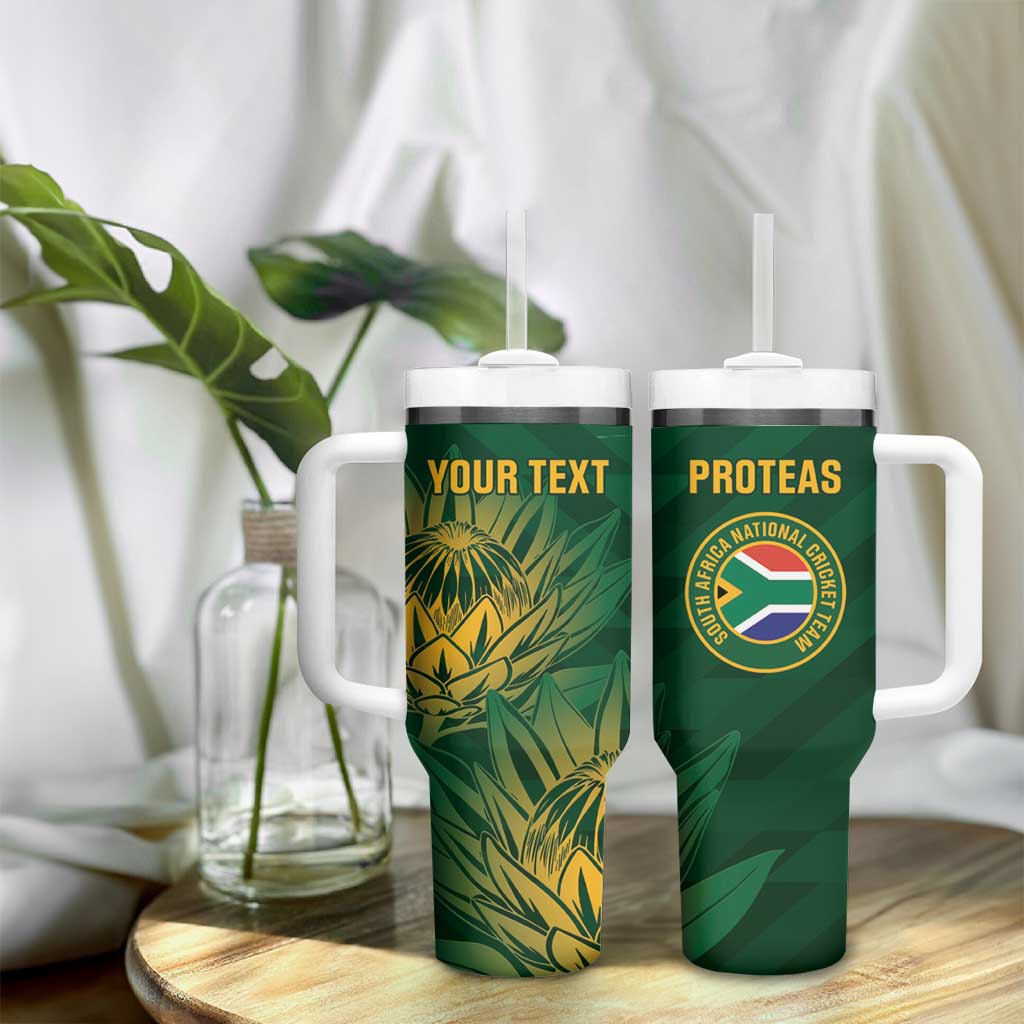 Custom South Africa Cricket Tumbler With Handle Go Champions Proteas - Wonder Print Shop