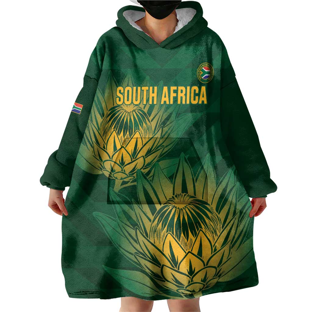 Custom South Africa Cricket Wearable Blanket Hoodie Go Champions Proteas - Wonder Print Shop