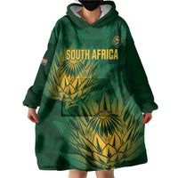 Custom South Africa Cricket Wearable Blanket Hoodie Go Champions Proteas - Wonder Print Shop