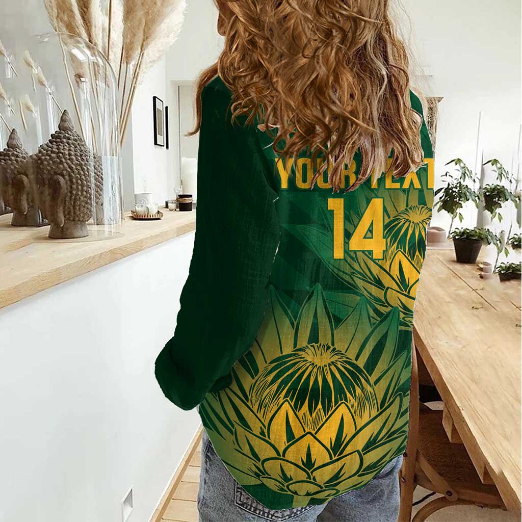Custom South Africa Cricket Women Casual Shirt Go Champions Proteas - Wonder Print Shop