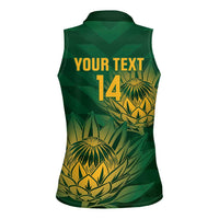 Custom South Africa Cricket Women Sleeveless Polo Shirt Go Champions Proteas - Wonder Print Shop