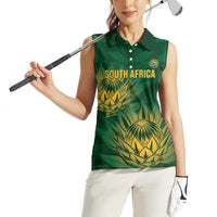 Custom South Africa Cricket Women Sleeveless Polo Shirt Go Champions Proteas - Wonder Print Shop