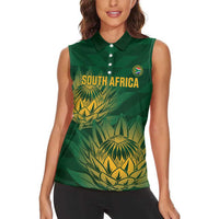 Custom South Africa Cricket Women Sleeveless Polo Shirt Go Champions Proteas - Wonder Print Shop