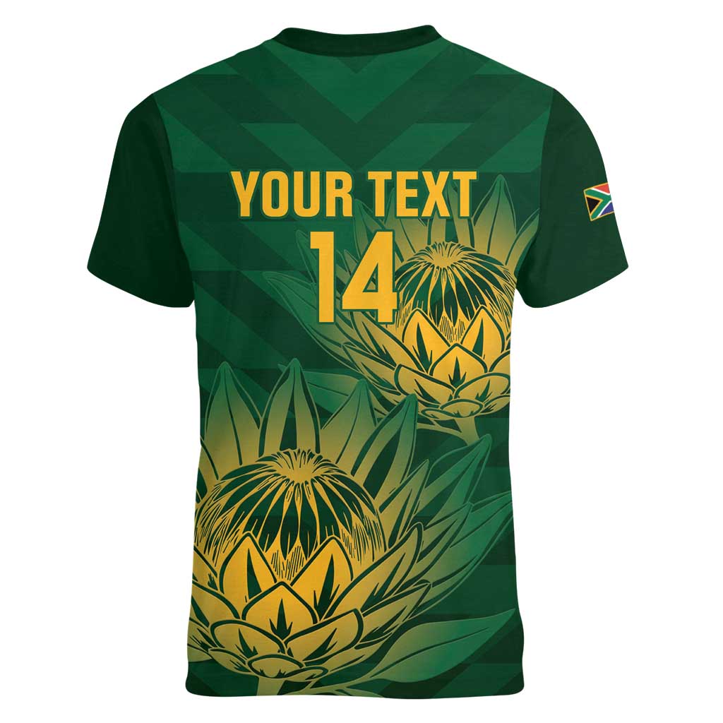 Custom South Africa Cricket Women V-Neck T-Shirt Go Champions Proteas - Wonder Print Shop
