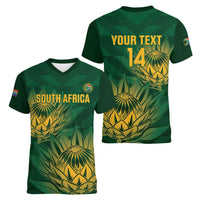 Custom South Africa Cricket Women V-Neck T-Shirt Go Champions Proteas - Wonder Print Shop