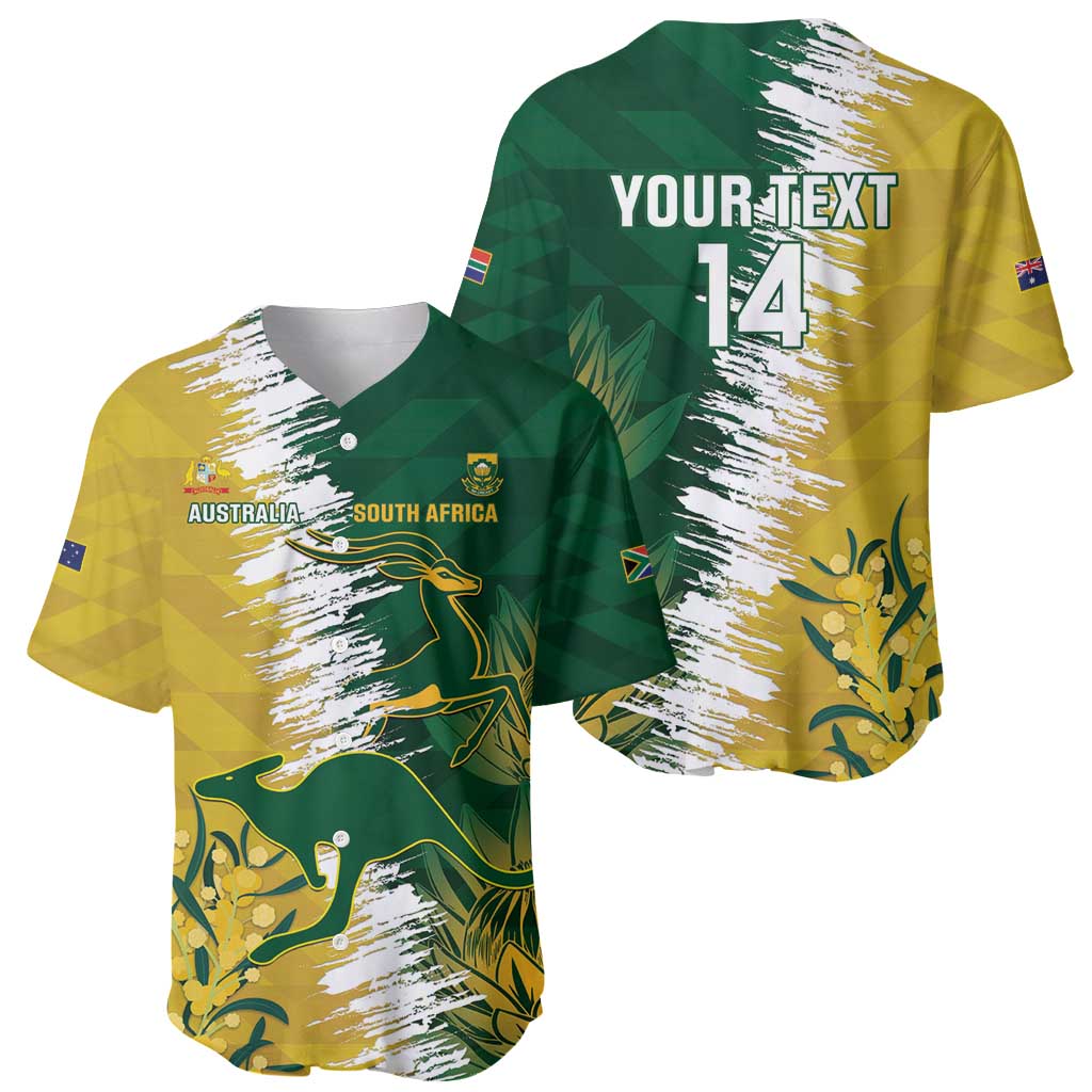 Custom Australia And South Africa Cricket Baseball Jersey Aussies Proteas Together - Wonder Print Shop