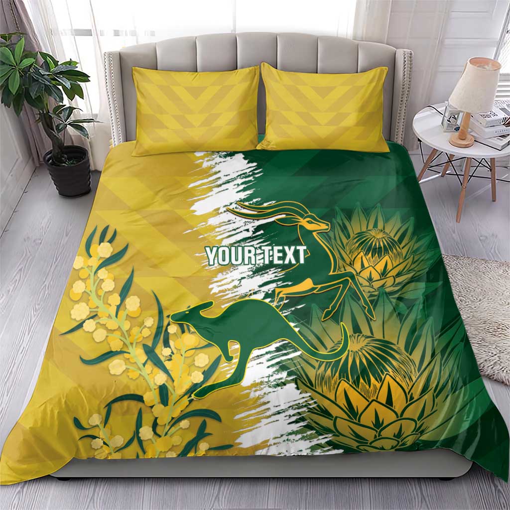 Custom Australia And South Africa Cricket Bedding Set Aussies Proteas Together - Wonder Print Shop
