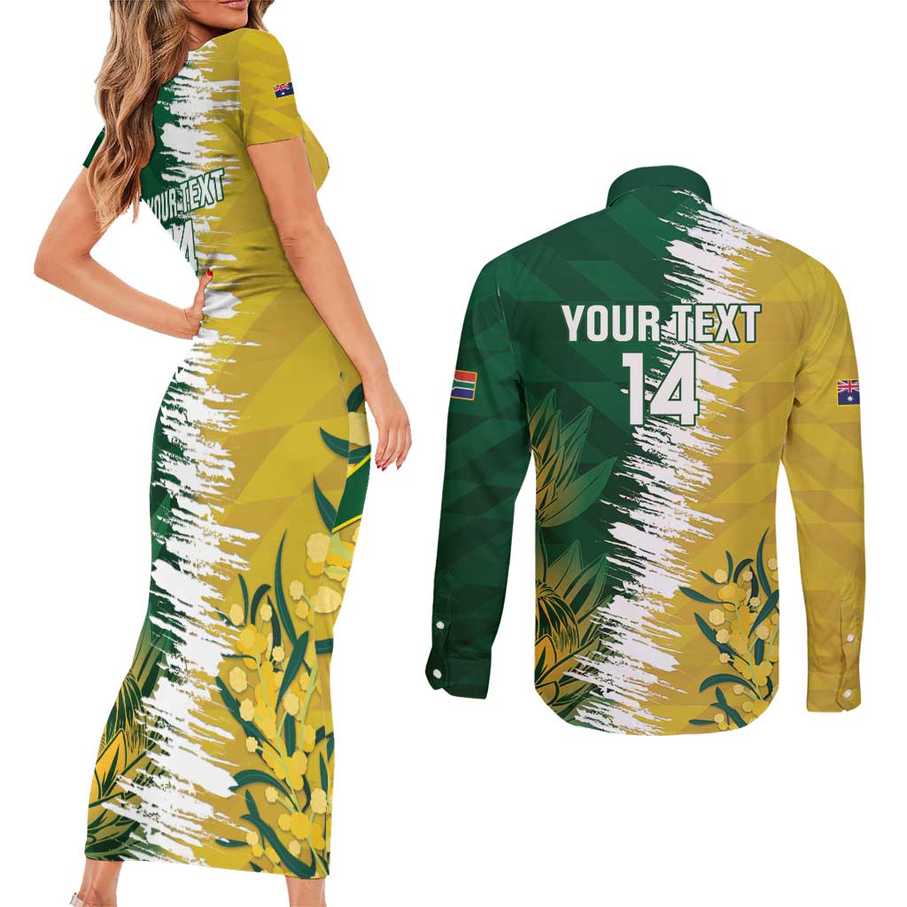 Custom Australia And South Africa Cricket Couples Matching Short Sleeve Bodycon Dress and Long Sleeve Button Shirt Aussies Proteas Together - Wonder Print Shop