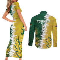 Custom Australia And South Africa Cricket Couples Matching Short Sleeve Bodycon Dress and Long Sleeve Button Shirt Aussies Proteas Together - Wonder Print Shop
