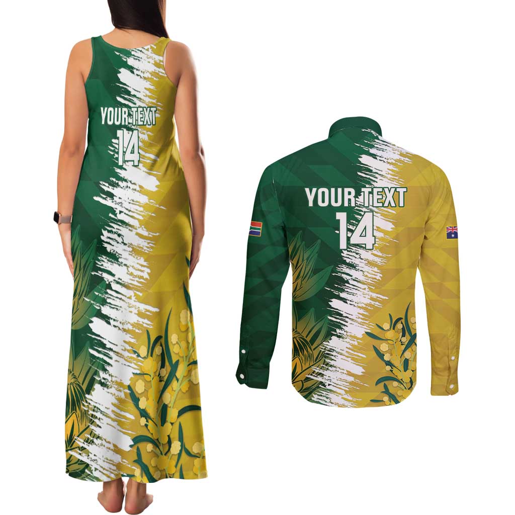 Custom Australia And South Africa Cricket Couples Matching Tank Maxi Dress and Long Sleeve Button Shirt Aussies Proteas Together - Wonder Print Shop
