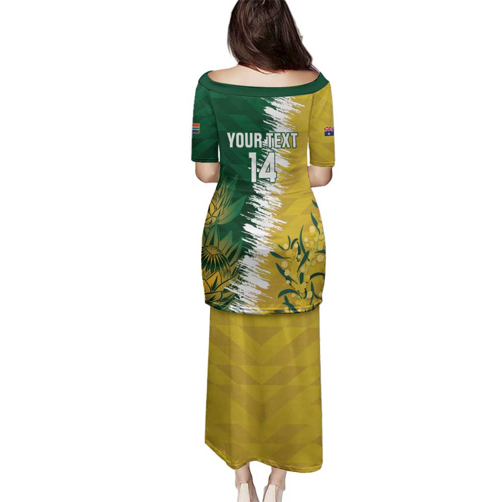 Custom Australia And South Africa Cricket Family Matching Puletasi and Hawaiian Shirt Aussies Proteas Together - Wonder Print Shop