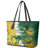 Custom Australia And South Africa Cricket Leather Tote Bag Aussies Proteas Together - Wonder Print Shop