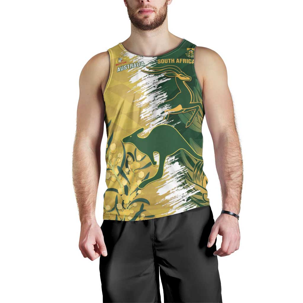 Custom Australia And South Africa Cricket Men Tank Top Aussies Proteas Together - Wonder Print Shop