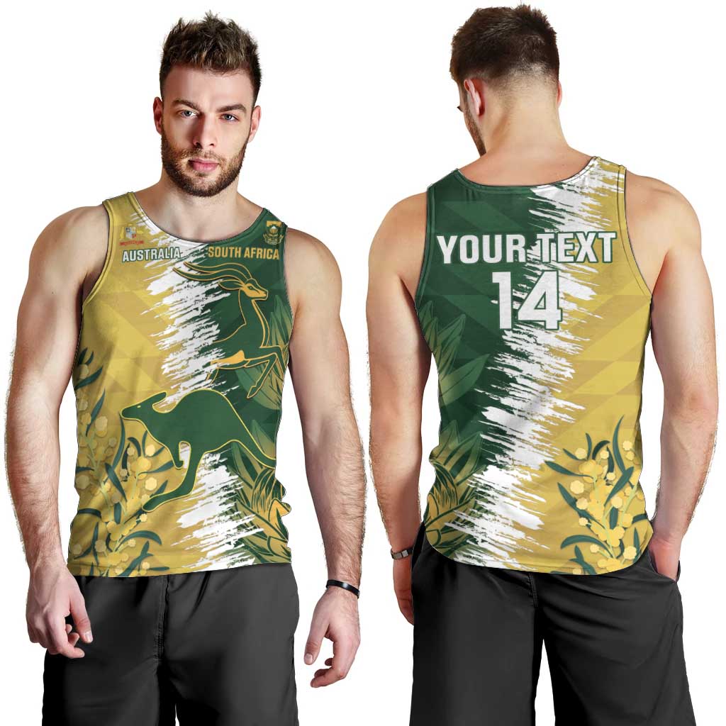 Custom Australia And South Africa Cricket Men Tank Top Aussies Proteas Together - Wonder Print Shop