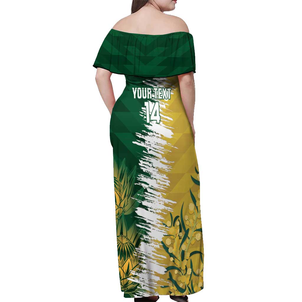 Custom Australia And South Africa Cricket Off Shoulder Maxi Dress Aussies Proteas Together - Wonder Print Shop