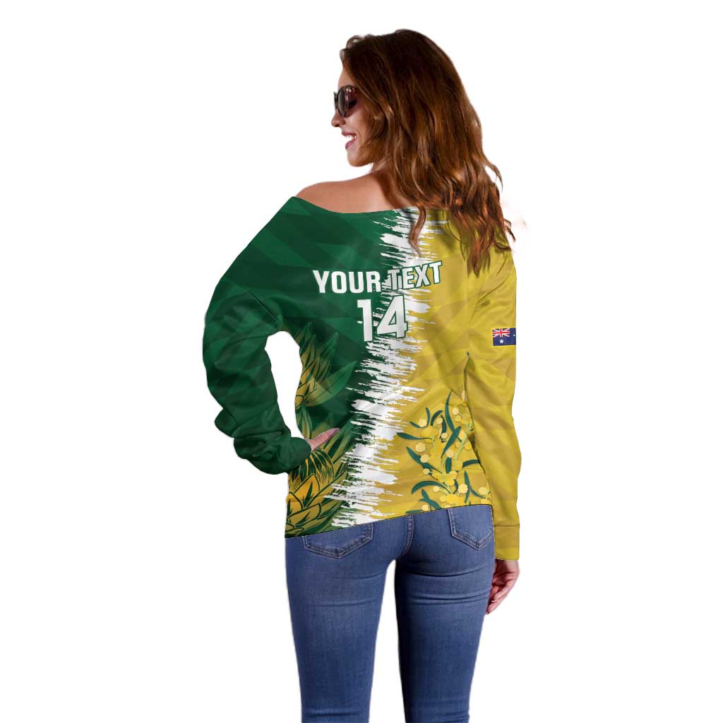 Custom Australia And South Africa Cricket Off Shoulder Sweater Aussies Proteas Together - Wonder Print Shop