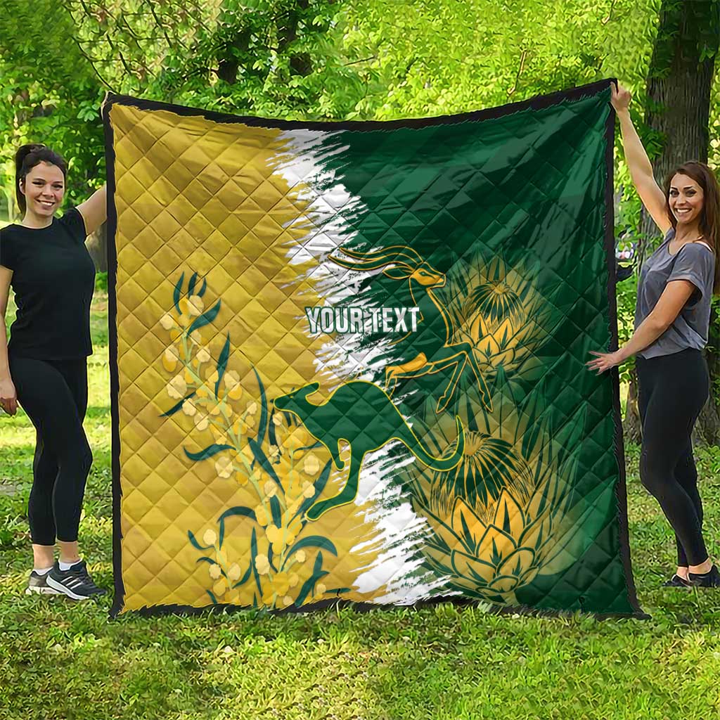 Custom Australia And South Africa Cricket Quilt Aussies Proteas Together - Wonder Print Shop