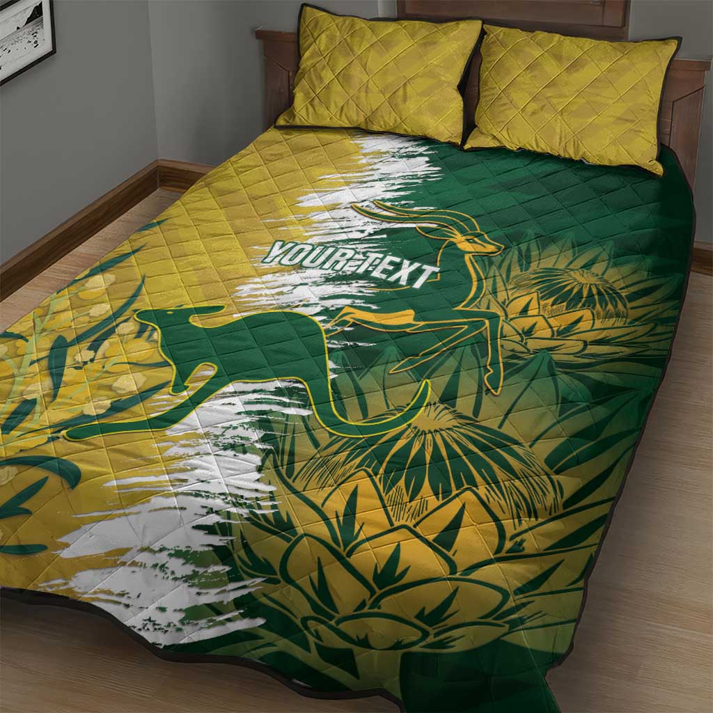 Custom Australia And South Africa Cricket Quilt Bed Set Aussies Proteas Together - Wonder Print Shop
