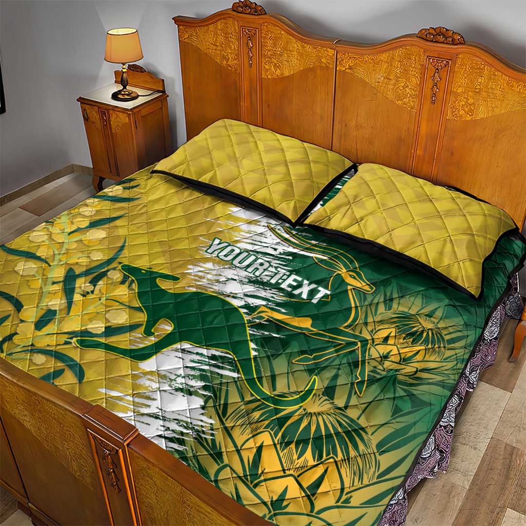 Custom Australia And South Africa Cricket Quilt Bed Set Aussies Proteas Together - Wonder Print Shop