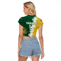 Custom Australia And South Africa Cricket Raglan Cropped T Shirt Aussies Proteas Together - Wonder Print Shop