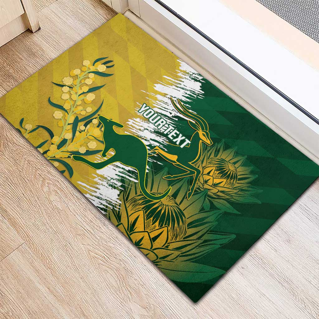 Custom Australia And South Africa Cricket Rubber Doormat Aussies Proteas Together - Wonder Print Shop