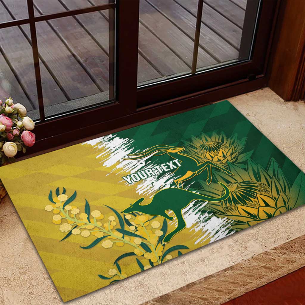 Custom Australia And South Africa Cricket Rubber Doormat Aussies Proteas Together - Wonder Print Shop