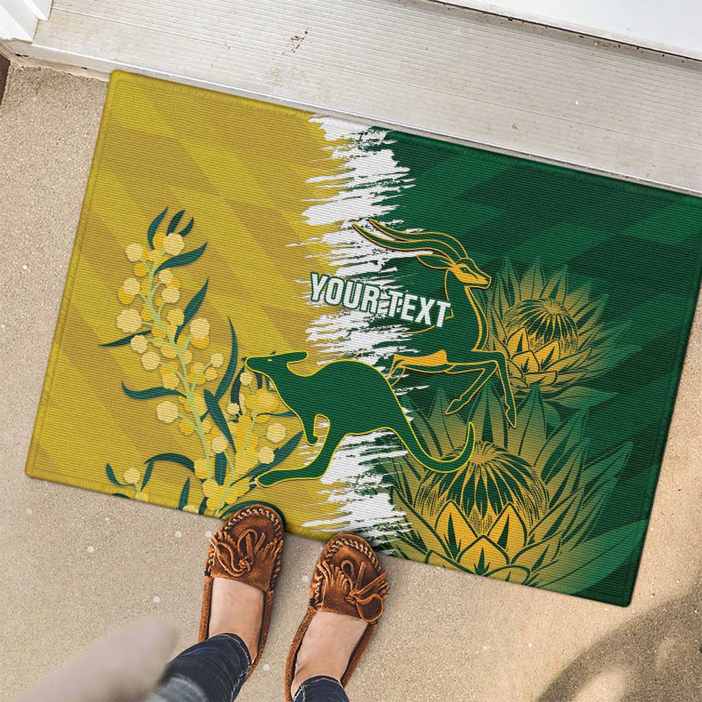 Custom Australia And South Africa Cricket Rubber Doormat Aussies Proteas Together - Wonder Print Shop