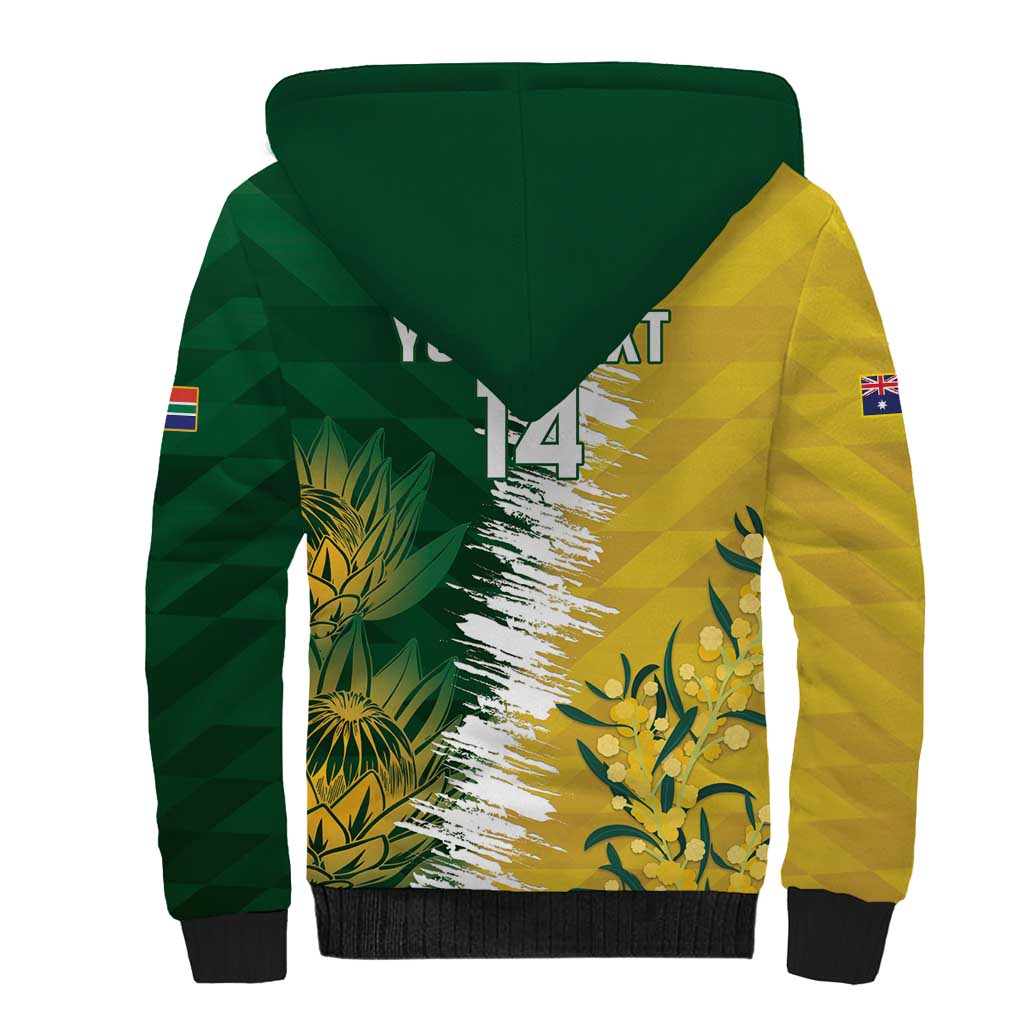Custom Australia And South Africa Cricket Sherpa Hoodie Aussies Proteas Together - Wonder Print Shop