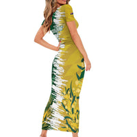 Custom Australia And South Africa Cricket Short Sleeve Bodycon Dress Aussies Proteas Together - Wonder Print Shop