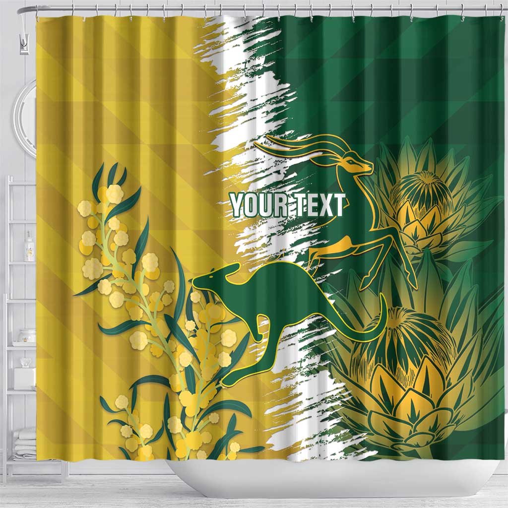Custom Australia And South Africa Cricket Shower Curtain Aussies Proteas Together