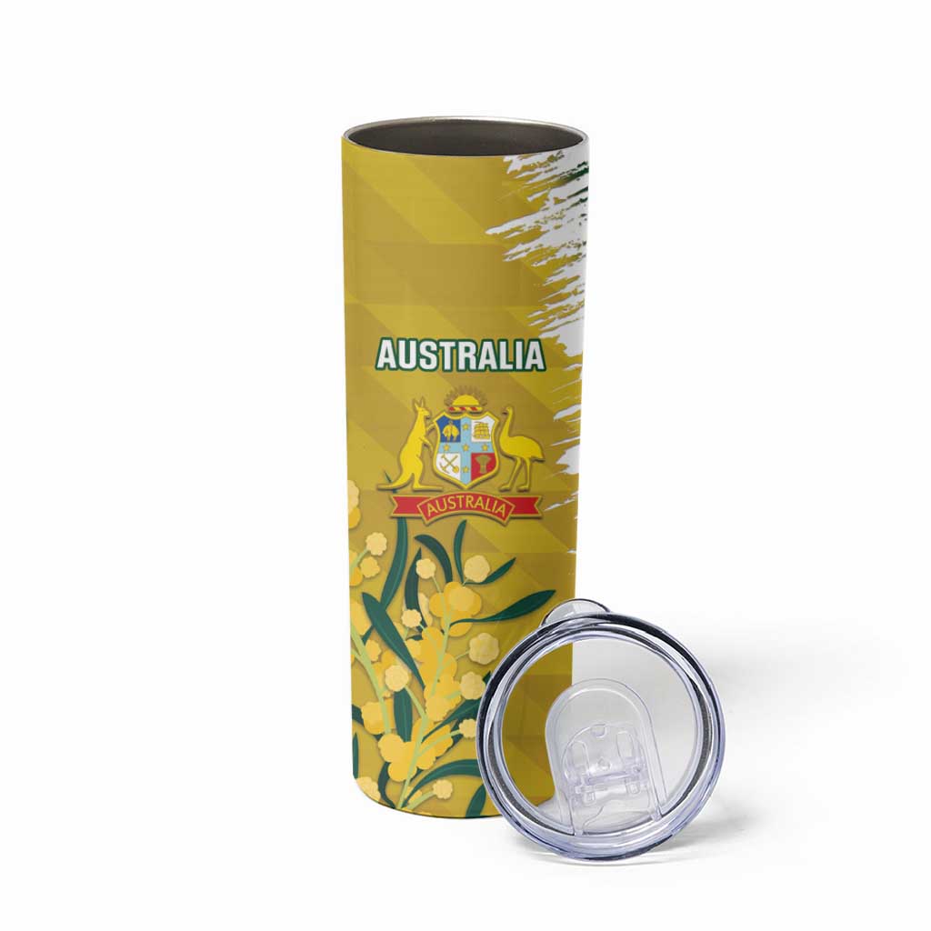 Custom Australia And South Africa Cricket Skinny Tumbler Aussies Proteas Together - Wonder Print Shop