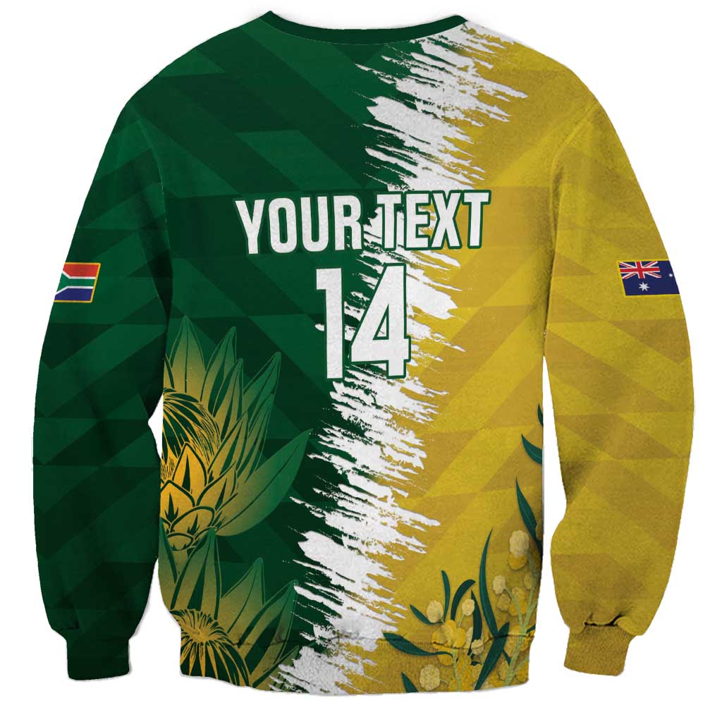 Custom Australia And South Africa Cricket Sweatshirt Aussies Proteas Together - Wonder Print Shop