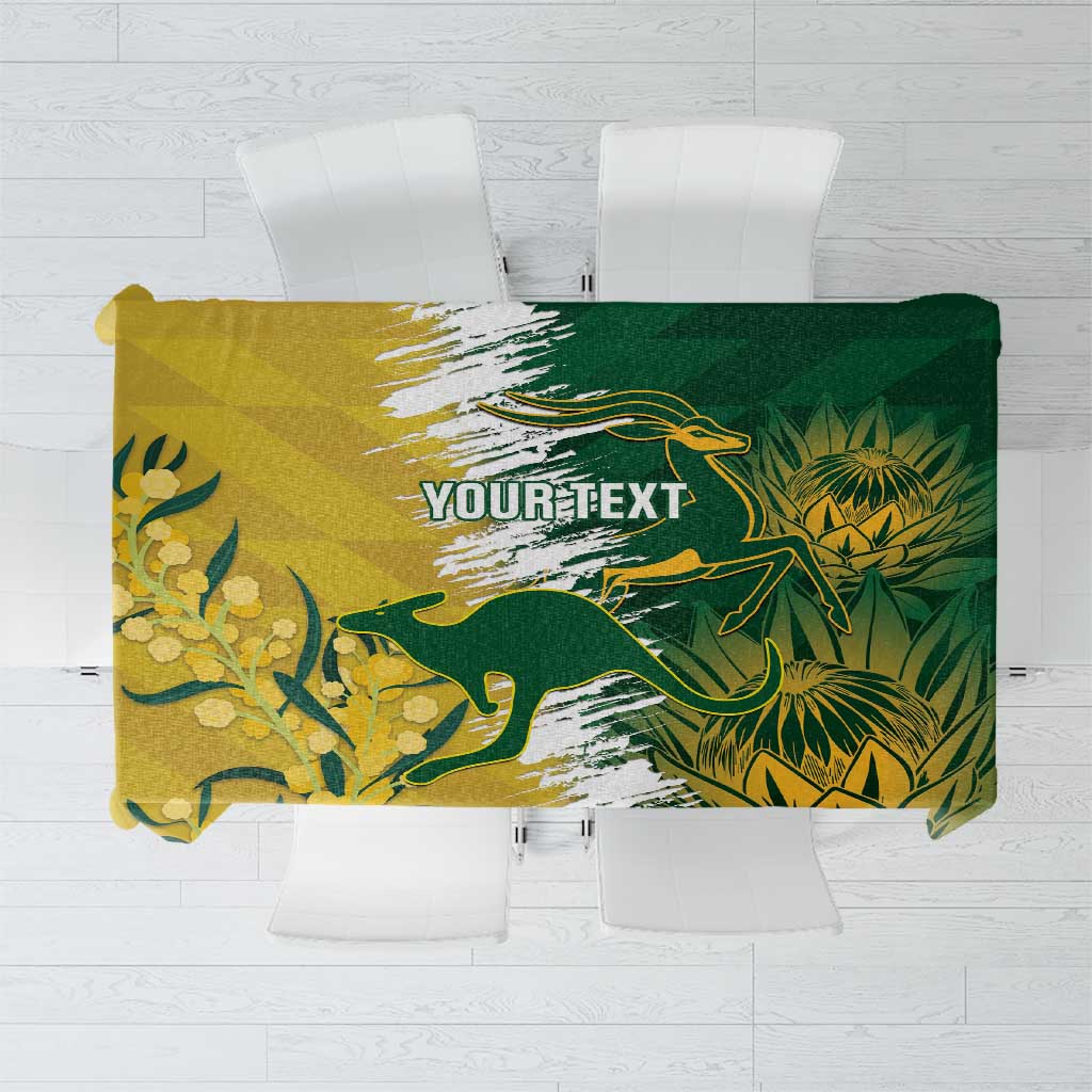 Custom Australia And South Africa Cricket Tablecloth Aussies Proteas Together - Wonder Print Shop