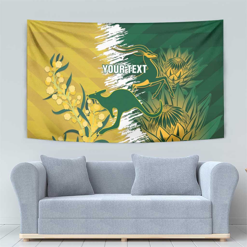 Custom Australia And South Africa Cricket Tapestry Aussies Proteas Together - Wonder Print Shop